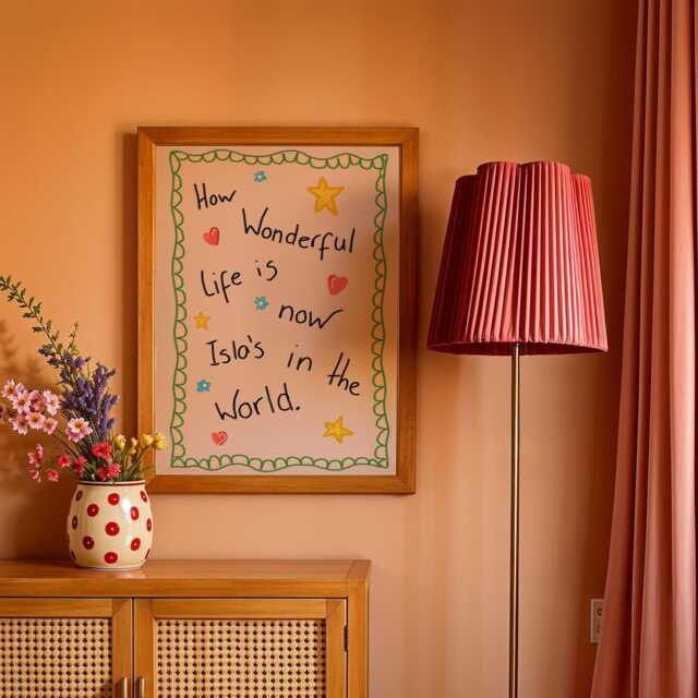 How Wonderful Life Is, Now Your in The World - Custom Print Bright Girls Room Toddler Poster Playroom Name Modern - image 1