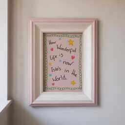 How Wonderful Life Is, Now Your in The World - Custom Print Bright Girls Room Toddler Poster Playroom Name Modern - thumbnail 3