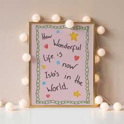 How Wonderful Life Is, Now Your in The World - Custom Print Bright Girls Room Toddler Poster Playroom Name Modern - thumbnail 2