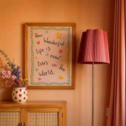 How Wonderful Life Is, Now Your in The World - Custom Print Bright Girls Room Toddler Poster Playroom Name Modern - thumbnail 1