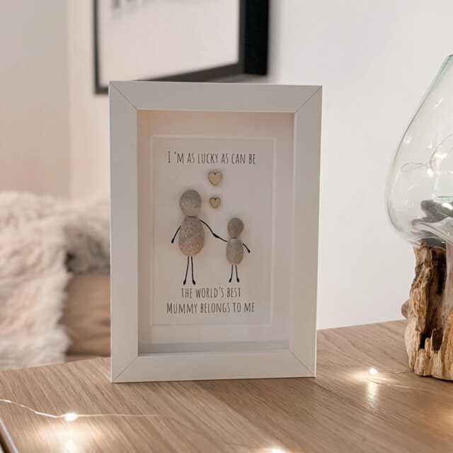 Mums Birthday Keepsake Pebble Art Mini Picture Frame Small Gift For Mummy Nana Grandma Nanna Stone 50Th Personalised - image 1