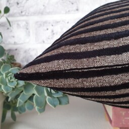 Ready To Ship /16x16''(42x42cm Terracotta Faux Leather & Stripped Chenille Fabric Pillow Cover -Home Decor /Housewarming Gift-1Qty - thumbnail 4