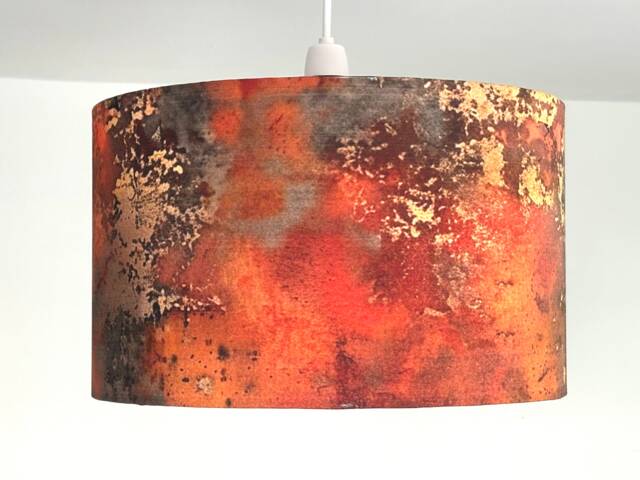 Rust Distressed Lamp Shade Lamp Home Decor Gold Lampshade Table - image 1