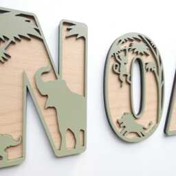 Safari Themed Wooden Letters - Wild Jungle Animal Theme Name Decoration Personalised Sign Children's Bedroom Playroom Wall Art - thumbnail 3