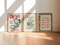 Coffee Cafe Prints, Set Of 3 Retro Wall Art, Kitchen Posters, Gallery Inspo, Unframed - thumbnail 1