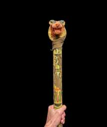 Sceptre Staff, Head Of Sekhmet Waz Sceptre. Ancient Egyptian Waz-Scpetre
