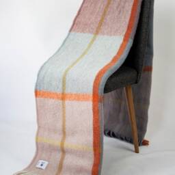 Green - Purple Plaid Wool Blanket Queen Size Chunky Knit Throw, - 78.5''86.5'' - thumbnail 3