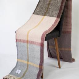 Green - Purple Plaid Wool Blanket Queen Size Chunky Knit Throw, - 78.5''86.5'' - thumbnail 4
