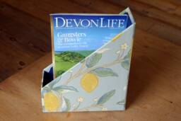 William Morris Magazine Holder Lemons Aqua Handmade Stationery
