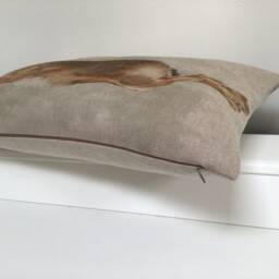 Leaping Hare Bolster Cushion Cover Vintage Linen Look Fabric 12x18 Inch - thumbnail 3