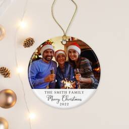 Family Christmas Tree Decoration - Personalised Ornament Ceramic Bauble Keepsake Grandchildren Grandparents Any Photo Baby Kids - thumbnail 1
