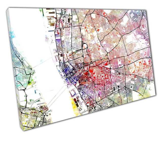 Liverpool Central Street Map Art Print Watercolour Wall Decor For Home Or Office, Ready To Hang - image 1