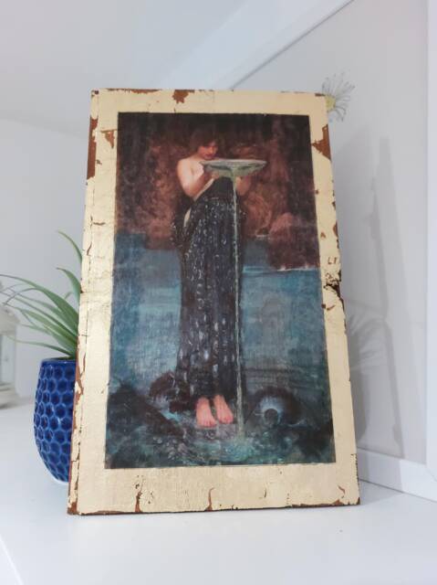 Circe Invidiosa Wooden Wall Art Gold Oak Pre-Raphaelite Print - image 1