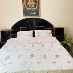 Hand Block Print Cotton Quilt Reversible Floral Jaipuri Bedspread - thumbnail 4