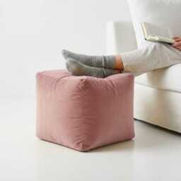 Rose Pink Velvet Ottoman Pouf Plush Beanbag Footstool, 5 Sizes - thumbnail 2