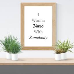 Whitney Houston Poster Lyrics Print I Wanna Dance With Somebody Gift For Her Kitchen Wall Art - thumbnail 2