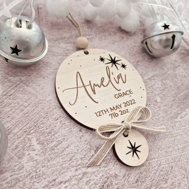 My First Christmas Decoration - Baby's Keepsake 1St Xmas Date Of Birth Stars Baby Loss Memorial - image 1