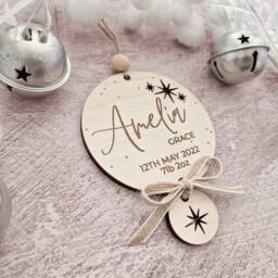 My First Christmas Decoration - Baby's Keepsake 1St Xmas Date Of Birth Stars Baby Loss Memorial - thumbnail 1