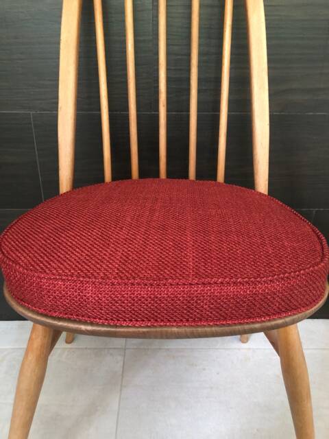 Myhome New Seat Pad(S For Ercol Dining Chairs With Straps & Press Studs - Red - image 1