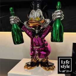Pink Chrome Money Duck Sculpture Alec Monopoly Inspired Pop Art Decor - thumbnail 4
