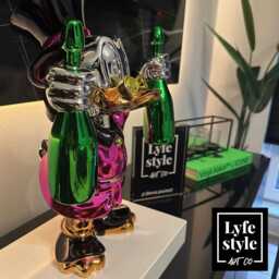Pink Chrome Money Duck Sculpture Alec Monopoly Inspired Pop Art Decor - thumbnail 1