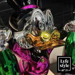 Pink Chrome Money Duck Sculpture Alec Monopoly Inspired Pop Art Decor - thumbnail 2