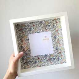 Square 27cm White/Black Box Photo Frame With Liberty Of London Fabric Plexiglass Wall & Tabletop Standing - thumbnail 3
