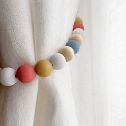 Coastal Wood Bead Curtain Tiebacks Seaside Nursery Decor