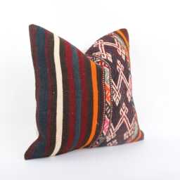 Vintage Kilim Pillow Cover Handwoven Wool Ethnic Cushion - 16x16 - thumbnail 3