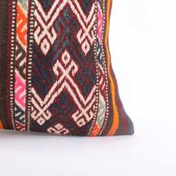 Vintage Kilim Pillow Cover Handwoven Wool Ethnic Cushion - 16x16 - thumbnail 2
