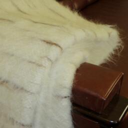 Handwoven White Wool Rug Shaggy Scandinavian Lizhnyk Throw - thumbnail 4