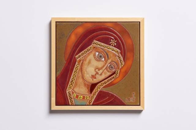 Virgin Mary Greek Byzantine Orthodox Icon Mothers Day Wall Decor Motherhood Ceramic Tile Hanging Religious Theotokos Art - image 1