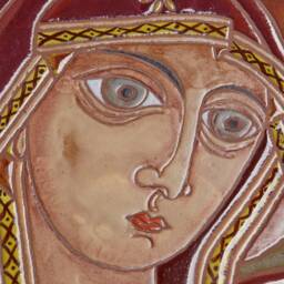 Virgin Mary Greek Byzantine Orthodox Icon Mothers Day Wall Decor Motherhood Ceramic Tile Hanging Religious Theotokos Art - thumbnail 2