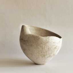 Large Organic Ceramic Vase - Minimalist White Textured Stoneware Vessel Wabi Sabi Modern Decor Art Object For Interior Design Spaces - thumbnail 2