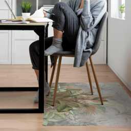 Tropical Jungle Office Chair Floor Protector, Green Desk Mat, Plants Vinyl Gaming Mat