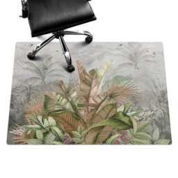 Tropical Jungle Office Chair Floor Protector, Green Desk Mat, Plants Vinyl Gaming Mat - thumbnail 3