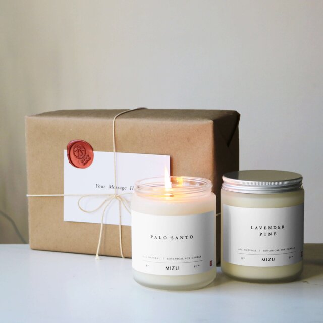 Essential Oil Soy Candle Boxed Gift Set/Personalized Wrap Palo Santo Minimalist Custom Gifts For Friends - image 1