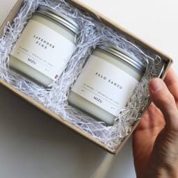 Essential Oil Soy Candle Boxed Gift Set/Personalized Wrap Palo Santo Minimalist Custom Gifts For Friends - thumbnail 2
