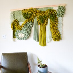 Vibrant Green Wall Hanging - Bold Macram?? Fiber Art Sculptural Wool Tapestry For Living Room D??cor - thumbnail 2