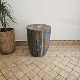 Moroccan Round Side Table in Wood , Elegant Wooden - thumbnail 4
