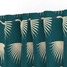 Birds Curtain Panel - Teal Art Deco Crane Fly Long Neck Wings Sunburst Animal Swan Custom Cranes By Katerhees - thumbnail 3