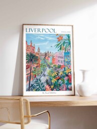 Liverpool Travel Poster Colorful Botanical UK Print - thumbnail 1