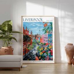 Liverpool Travel Poster Colorful Botanical UK Print - thumbnail 3