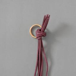 Cherry Red Leather Hanging Planter Indoor Ceiling Plant Hanger - thumbnail 2