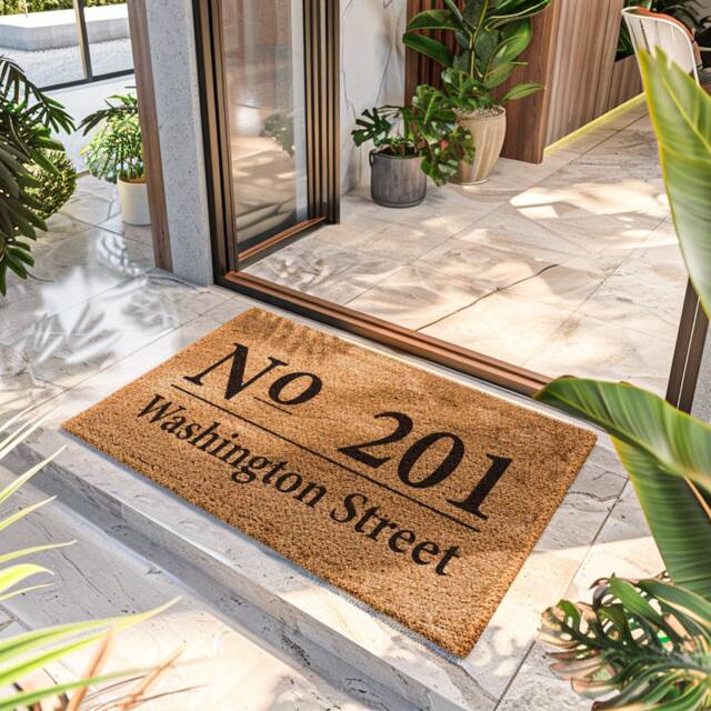 Personalized House Number Door Mat - Doormat New Home Gift Closing Rug Custom Decor - image 1