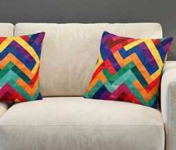 Made By Order Geometric Pattern Abstract Multicoloured Pattern Cushion Covers Any Size On Demand Custom Size - thumbnail 1