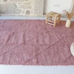 Large Recycled Linen Pink Carpet 180x250 cm, Area Rug, Living Room Carpet, Bohemian Farmhouse Decor, Boho Minimal Decor - thumbnail 2