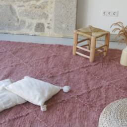 Large Recycled Linen Pink Carpet 180x250 cm, Area Rug, Living Room Carpet, Bohemian Farmhouse Decor, Boho Minimal Decor - thumbnail 4