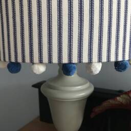 French Ticking Blue Lampshade. Bespoke. Handmade Table Or Pendant Shades in 20cm, 30cm 40cm - thumbnail 3
