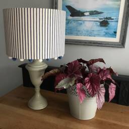 French Ticking Blue Lampshade. Bespoke. Handmade Table Or Pendant Shades in 20cm, 30cm 40cm - thumbnail 2